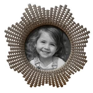 vintage silver metal sunburst round picture photo frame table stand home decor